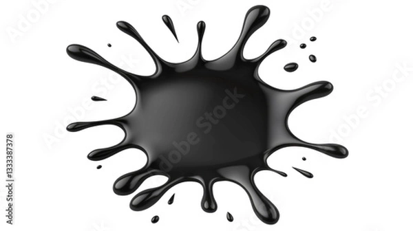 Fototapeta Black Paint Splash Isolated on White Background for Artistic and Design Purposes