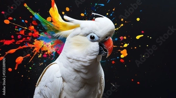 Fototapeta Cockatoo in a Colorful Explosion