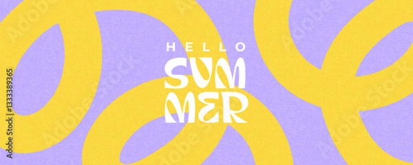 Obraz Summer horizontal abstract background with bright yellow hand drawn lines. Modern art minimalist style design template for sales, horizontal poster, header, cover, social media, fashion ads