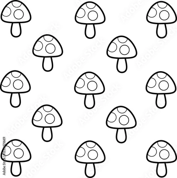 Obraz Mushrooms icon seamless pattern. Set of various mushrooms. Hand drawn mushrooms design