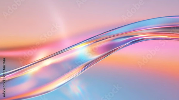 Fototapeta Smooth, colorful wave of light reflecting vibrant hues in soft tones