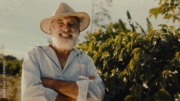 Fototapeta Portrait of a farmer on a farm in Brazil