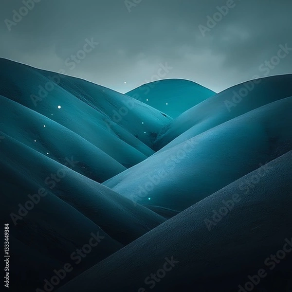 Obraz Teal Mountainscape for Night Lights.