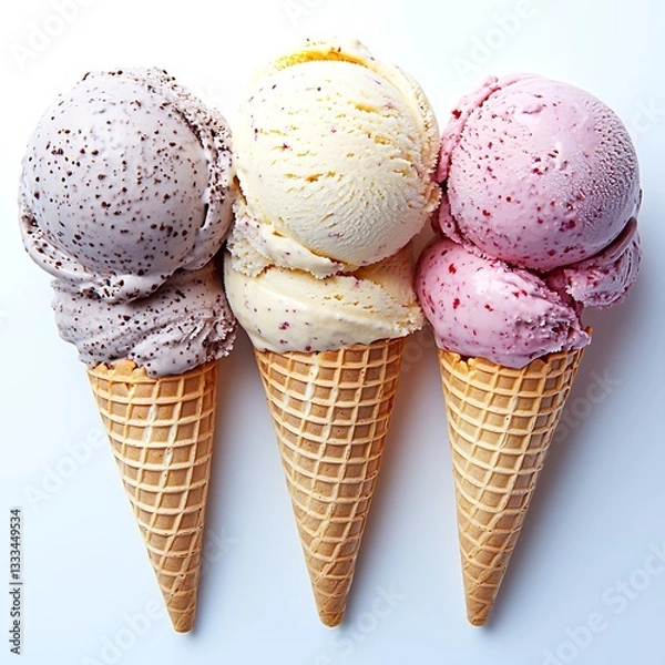 Obraz Three Ice Cream Cones for Studio Shot.