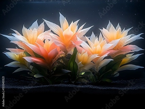 Fototapeta Underwater Artificial Flowers Bloom.