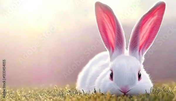 Obraz White Rabbit Meadow Sunset.