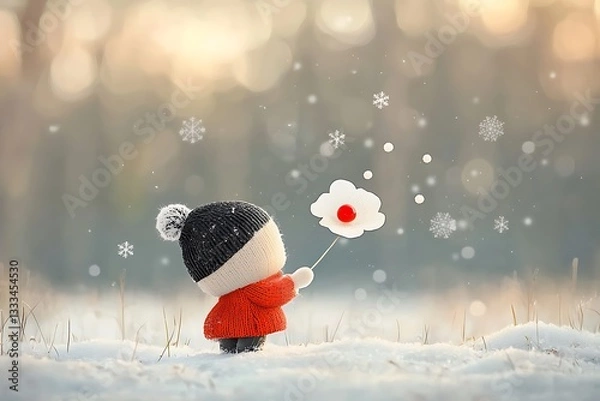 Fototapeta Winter Child Holds Snow Flower.