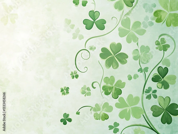 Fototapeta Clover leaf flora pattern wallpaper