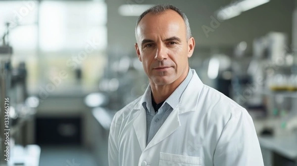 Fototapeta A Confident Male Scientist in a Laboratory Setting