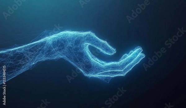 Fototapeta Abstract digital hand outstretched, futuristic, conceptual, technology background