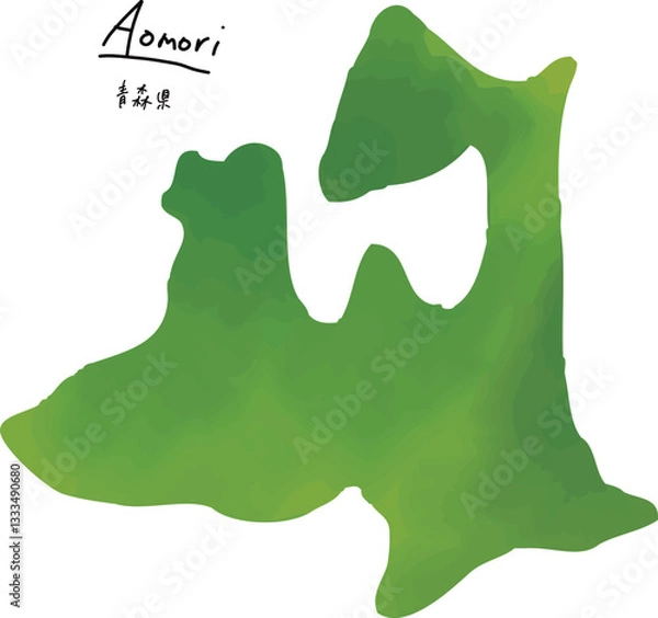 Fototapeta 日本の青森県の地形の手書きベクターイラストアイコン