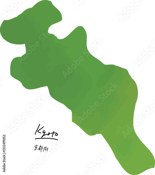Fototapeta 日本の京都府の地形の手書きベクターイラストアイコン