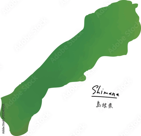 Fototapeta 日本の島根県の地形の手書きベクターイラストアイコン