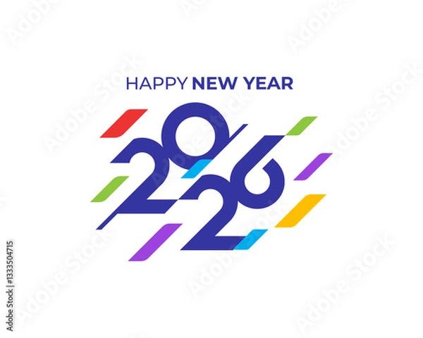 Fototapeta Happy New Year 2026 Greeting banner logo design illustration, Creative and Colorful 2026 new year vector background