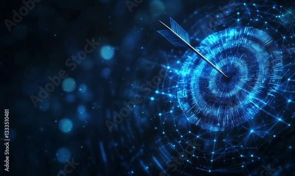 Obraz Digital target hit,  dark background,  success concept,  strategy