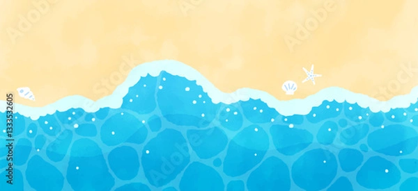 Obraz 波と砂浜 横長