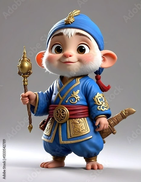 Obraz 3D Magician cartoon character isolated 3D Rendered on White Background.