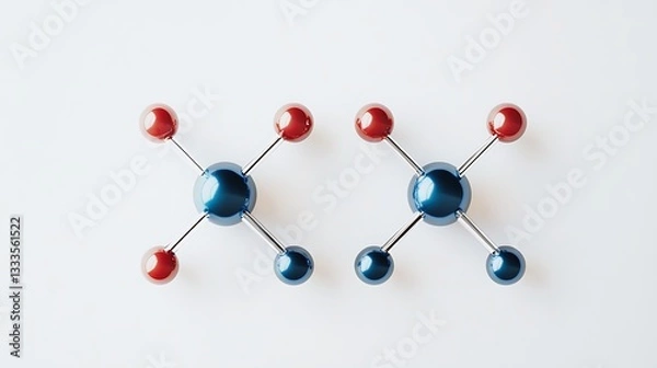 Fototapeta Digital diagram of atom with orbiting subatomic particles
