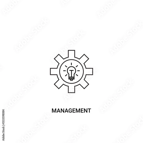 Obraz Single management icon, outline vector sign, linear style pictogram isolated on white. with gear, light and circle elements. Editable stroke