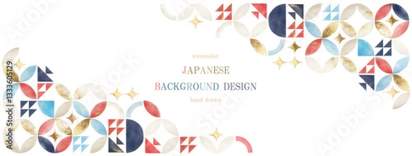Fototapeta 「カラフルでポップな和柄パターン背景」ベクター、イラスト