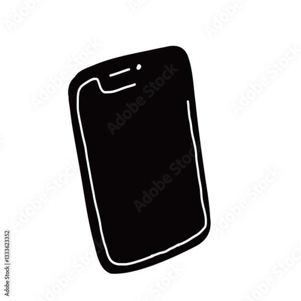 Fototapeta シンプルなスマートフォンの手書きベクターイラストアイコン