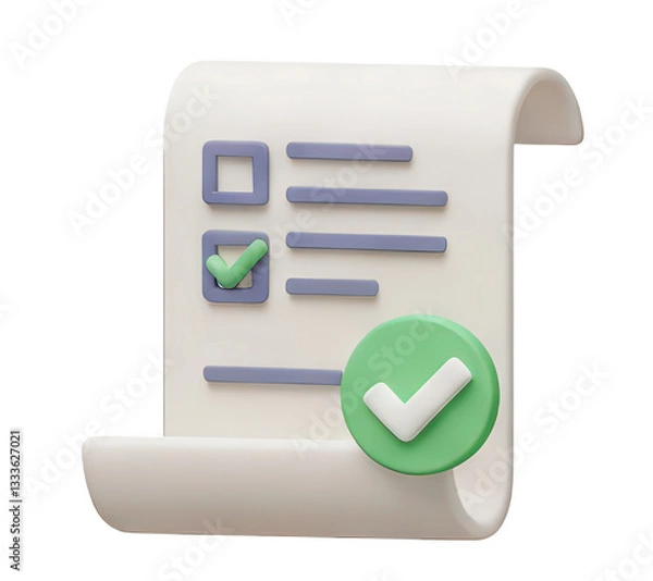 Obraz Completed Checklist 3D Render