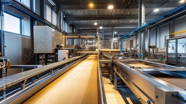 Fototapeta An automated production line for dry pet food featuring advanced machinery and quality control systems, ensuring efficient manufacturing and high standards.
