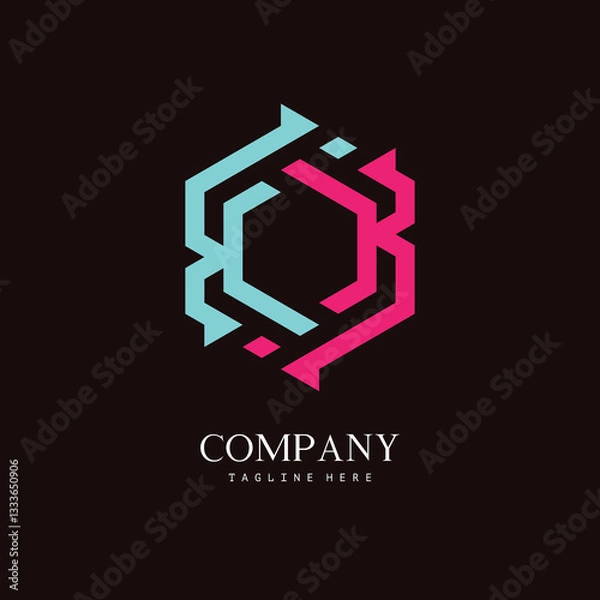 Fototapeta A unique, hexagon-shaped monogram logo with the initial letter K and I. Suitable for various businesses.