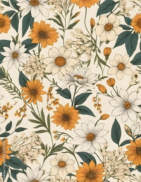 Obraz Flowers on a cream colored background.