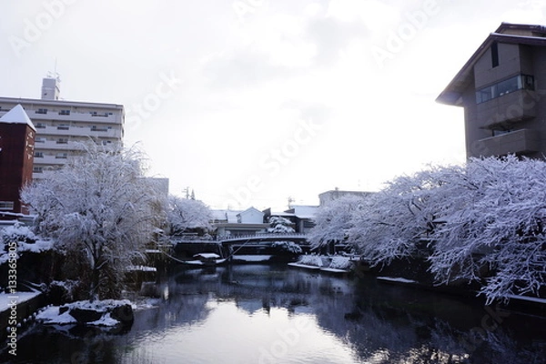 Fototapeta 大垣水門川住吉灯台