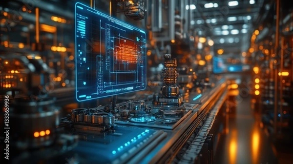 Fototapeta Futuristic Factory: Automated Production Line with Advanced Technology