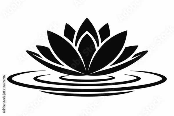 Fototapeta lotus flower silhouette vector icon ,vector illustration of a lotus flower on white background.