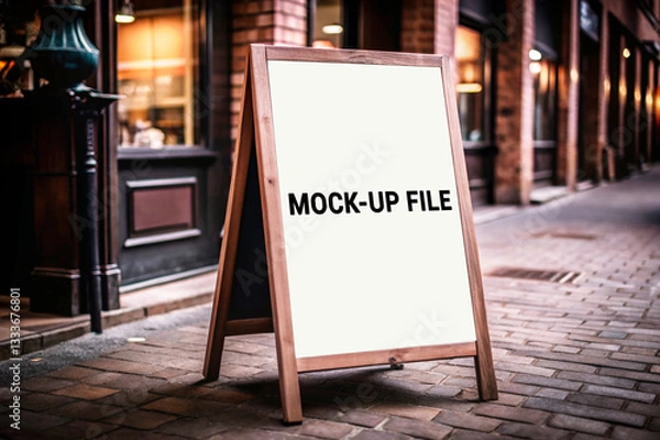 Fototapeta A-Frame Sign Mockup with Blank White Space for Your Design