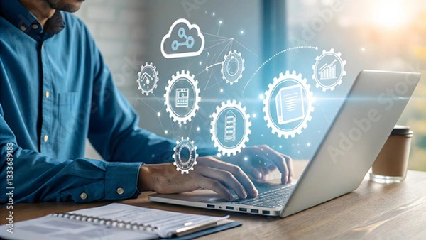 Fototapeta Digital Transformation and Cloud Computing Innovation