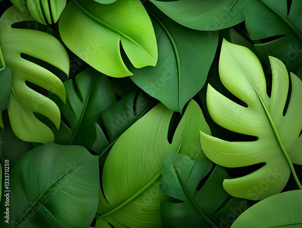 Fototapeta Lush Green Tropical Jungle Leaves Background