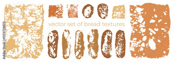 Fototapeta Set of vector bread textures - sponge texture background for banners, flyers and posters - style of bakery and bakeshop. High-resolution monochrome patterns - Sourdough bread pores backdrop