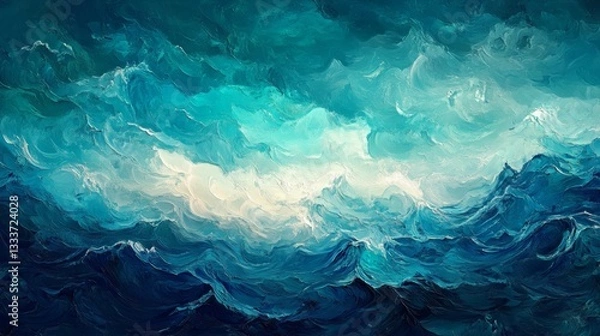 Fototapeta Abstract Kaleidoscope of Ocean Waves in Transitioning Hues