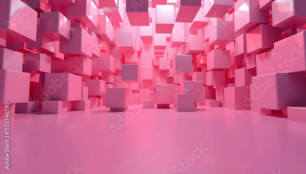 Obraz abstract pink background with cubes