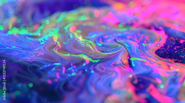 Fototapeta Glowing Magic: A Radiant Display of UV Reactive Paint