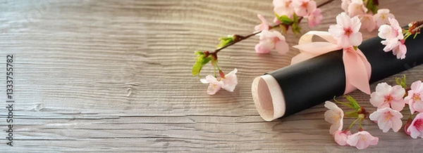 Obraz 卒業証書と桜/卒業・青春と爽やかな門出のコンセプトイメージ