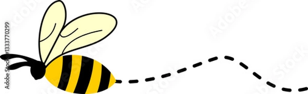 Obraz Bee with dotted line