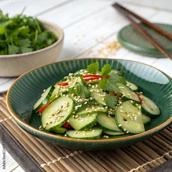 Fototapeta a-refreshing-chinese-cucumber-salad-with-garlic