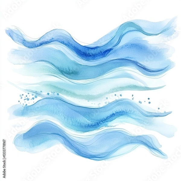 Fototapeta Artistic Abstract Ocean Waves Watercolor Design Ideal for websites wall art and social media