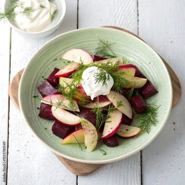 Fototapeta a-scandinavian-beet-and-apple-salad-with-dill-