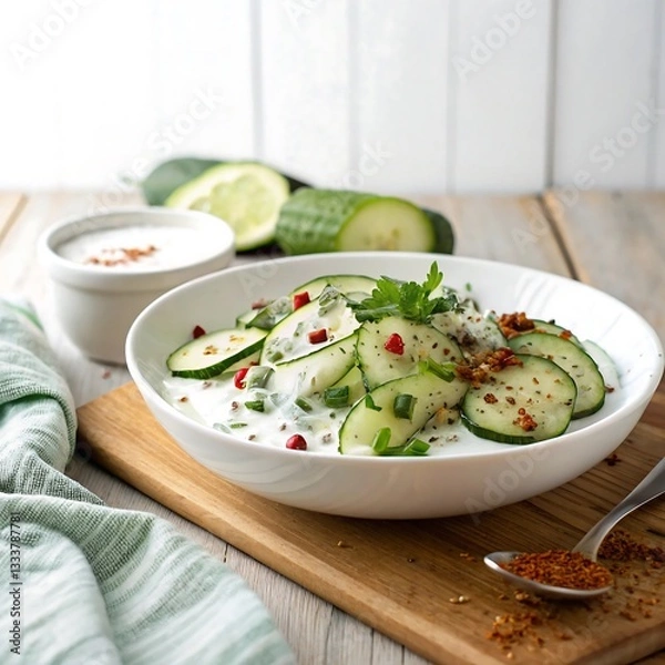 Fototapeta a-zesty-moroccan-carrot-salad-with-spices-and-herb 