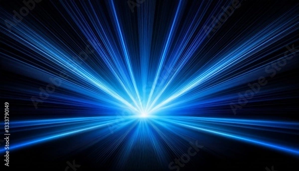 Fototapeta blue light beam on black background for design use