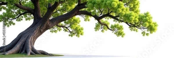 Fototapeta Large and woody branch with thick trunk isolated on white background, landscape, branch, tree