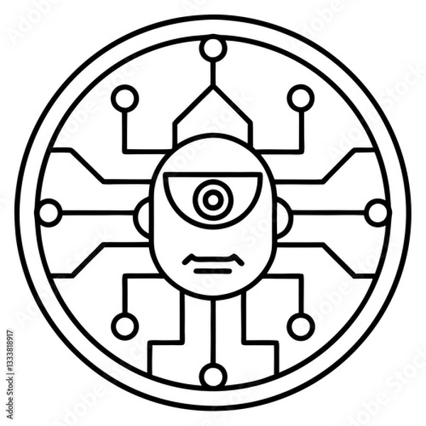 Obraz Modern Artificial Intelligence Symbols for Digital and Tech Projects
