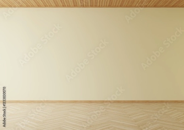 Obraz Living room with empty cream walls.3D rendering.