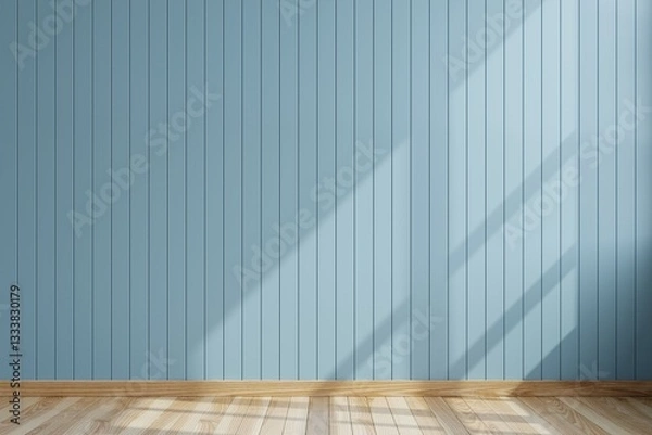 Obraz Living room with blue wooden walls.3D rendering.